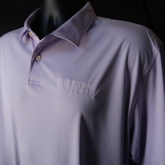Peter Millar Summer Comfort Lavender Pin-Striped Talis Polo (XXL) ⛳️ - Picture 2 of 10